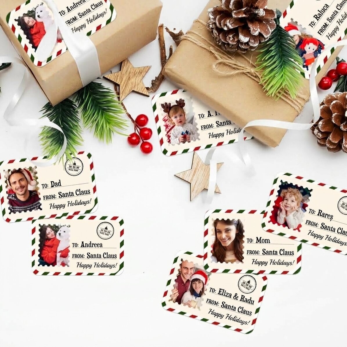 Lot de 8 autocollants personnalisés (étiquettes adhésives) - Avec toute mon affection, le Père Noël