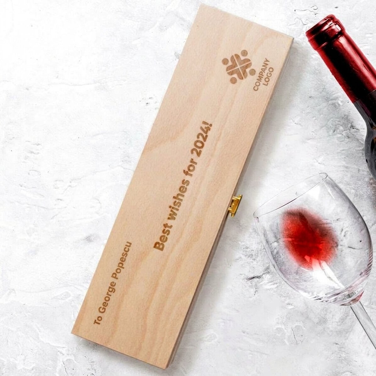 Coffret de vin personnalisé avec logo et message