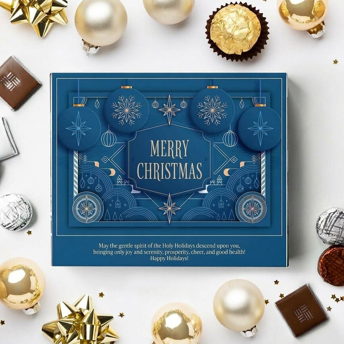 Gepersonaliseerde bonbonnière met tekst - Blue Christmas