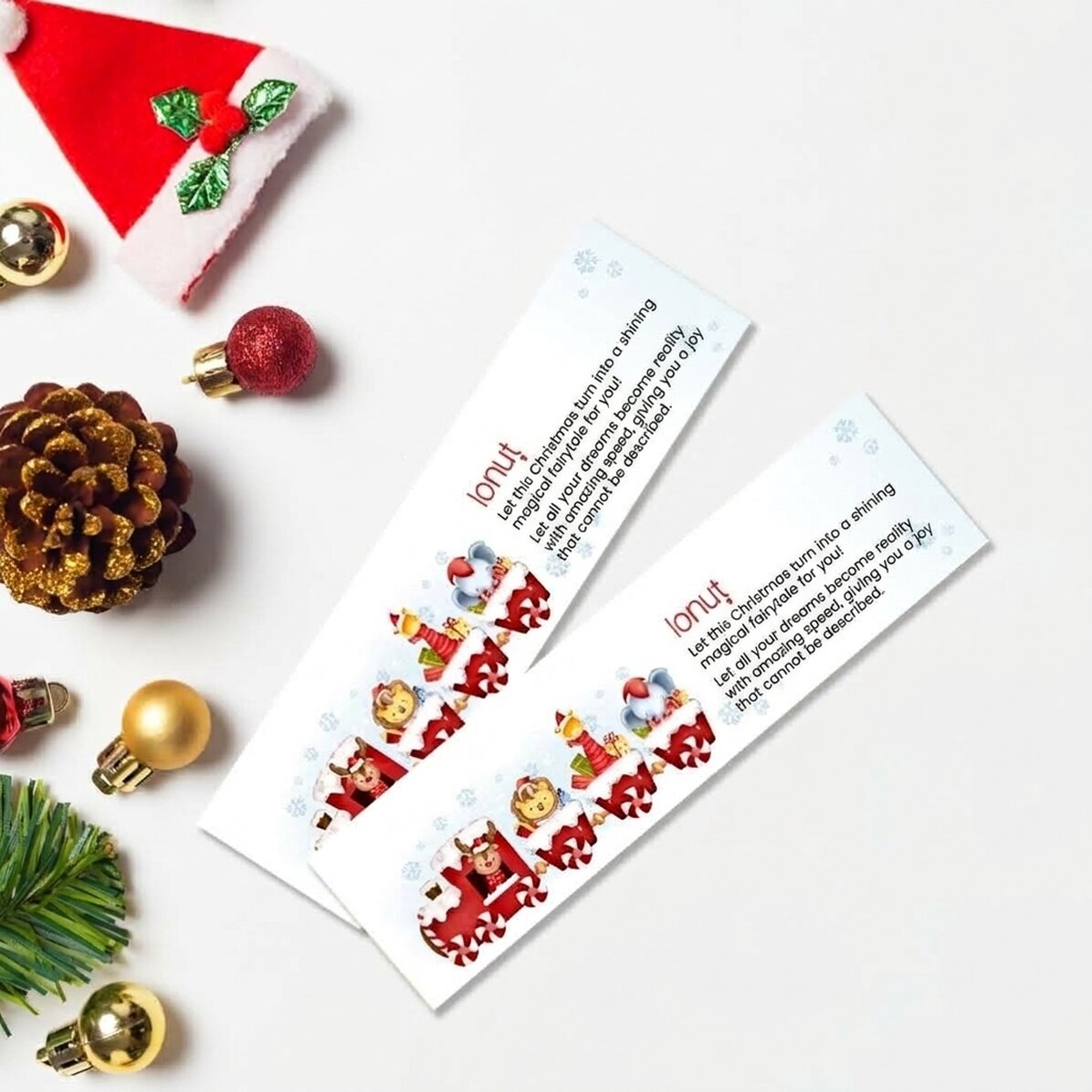 Gepersonaliseerde boekenlegger met tekst - Kersttreintje