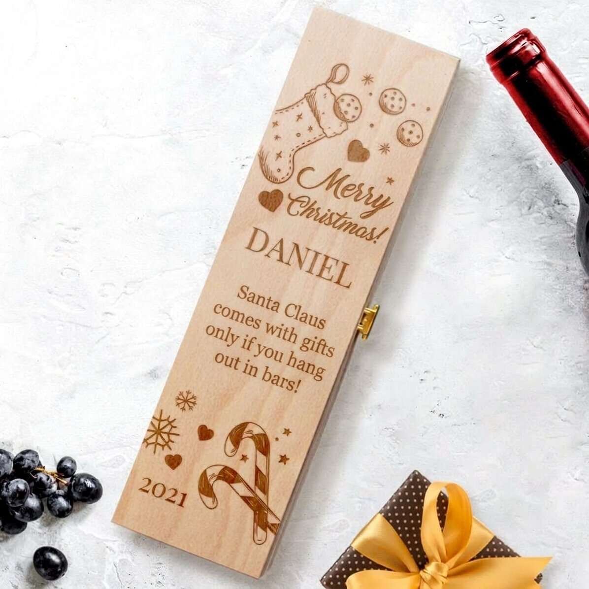 Coffret de vin personnalisé avec un message pour un ami / un amoureux - Joyeux Noël