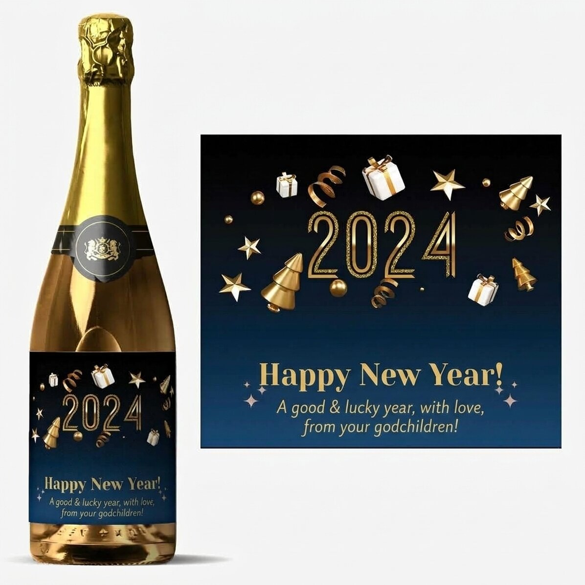 Vin mousseux personnalisé avec le message « Joyeux anniversaire ! »