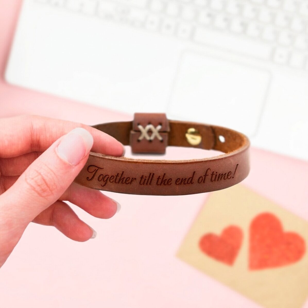 Gepersonaliseerde leren armband met tekst
