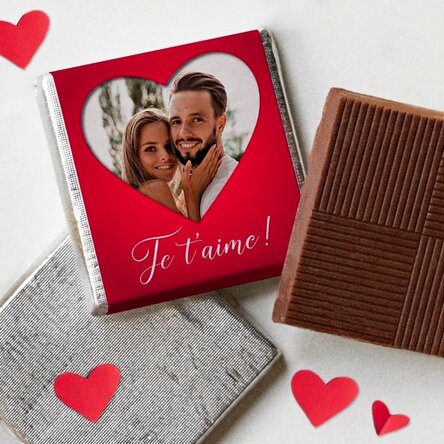 Mini-chocolat personnalisé avec une photo et un texte - Cœur