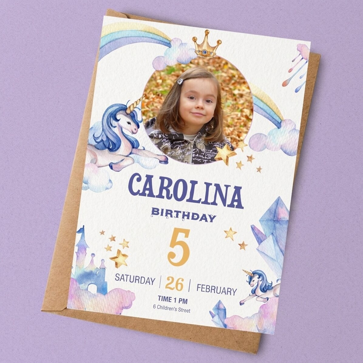 Carte personnalisée avec une photo et un texte - Invitation d