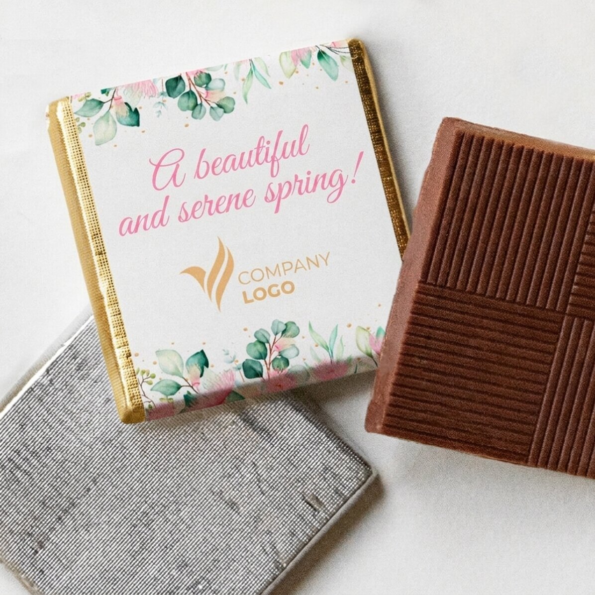 Gepersonaliseerde mini-chocolade met logo en tekst - Een mooie lente