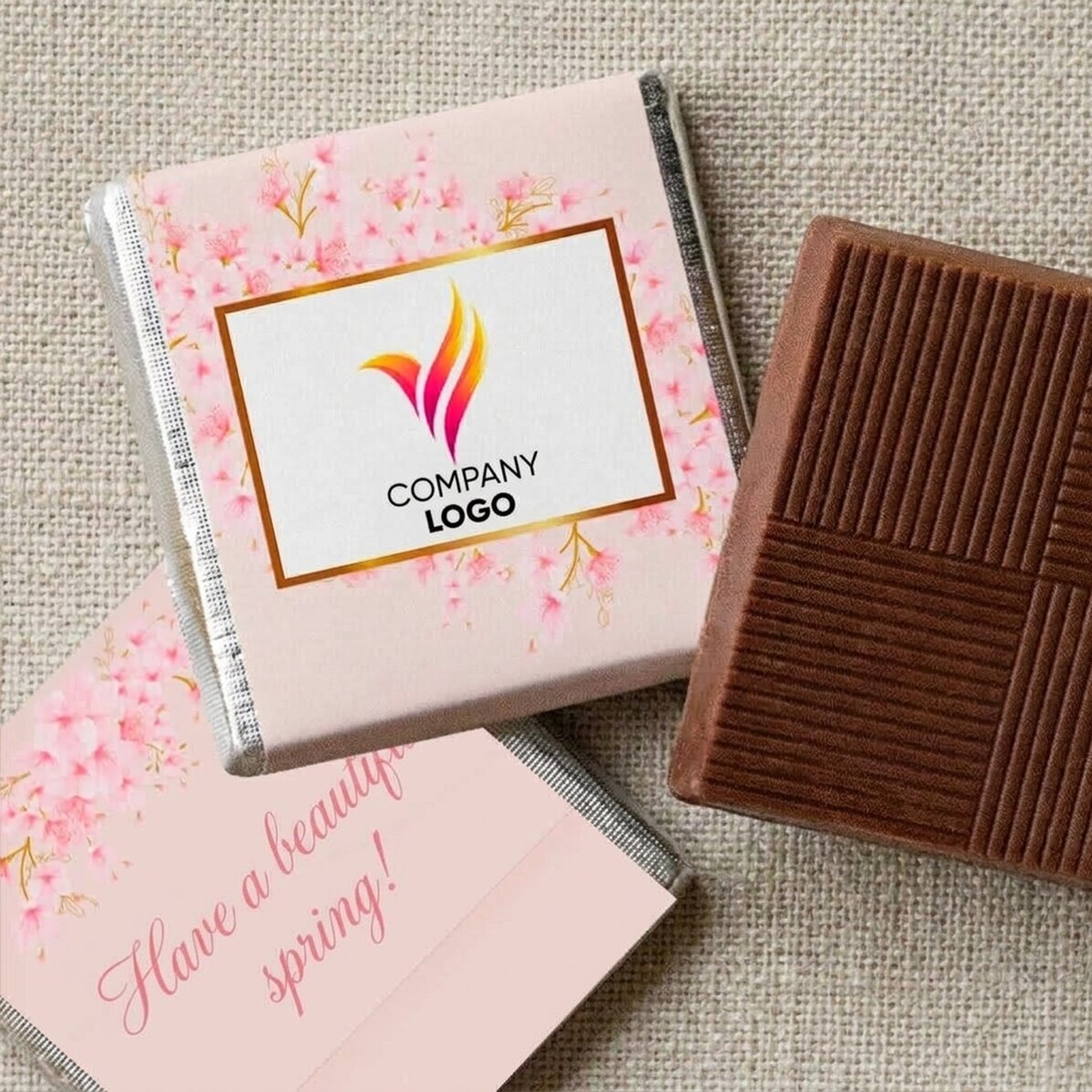 Gepersonaliseerde mini-chocolade met logo en boodschap - Lente