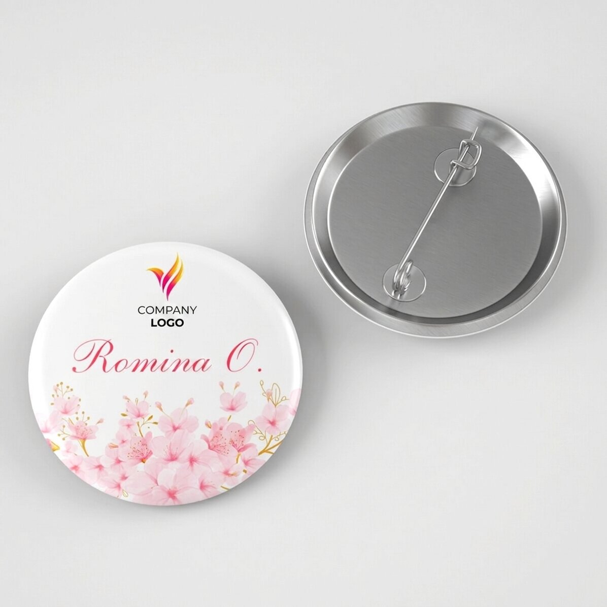 Gepersonaliseerd naamplaatje met logo en naam - Flowers