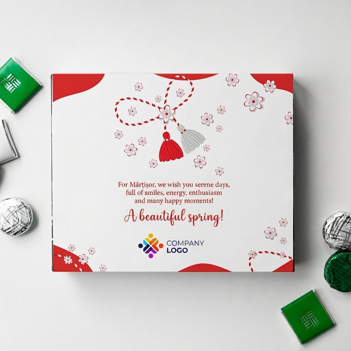 Boîte de bonbons personnalisée avec logo et message
