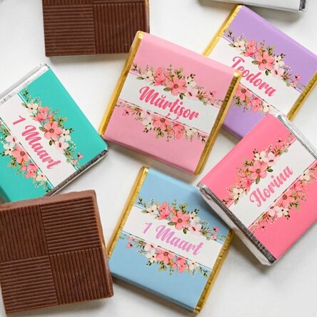 Gepersonaliseerde mini-chocolade met naam - Lentebloemen