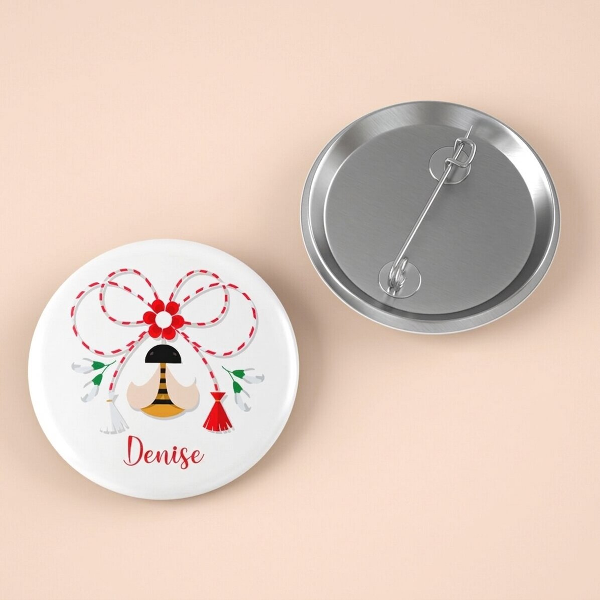 Gepersonaliseerde button met de tekst ‘bijtje’