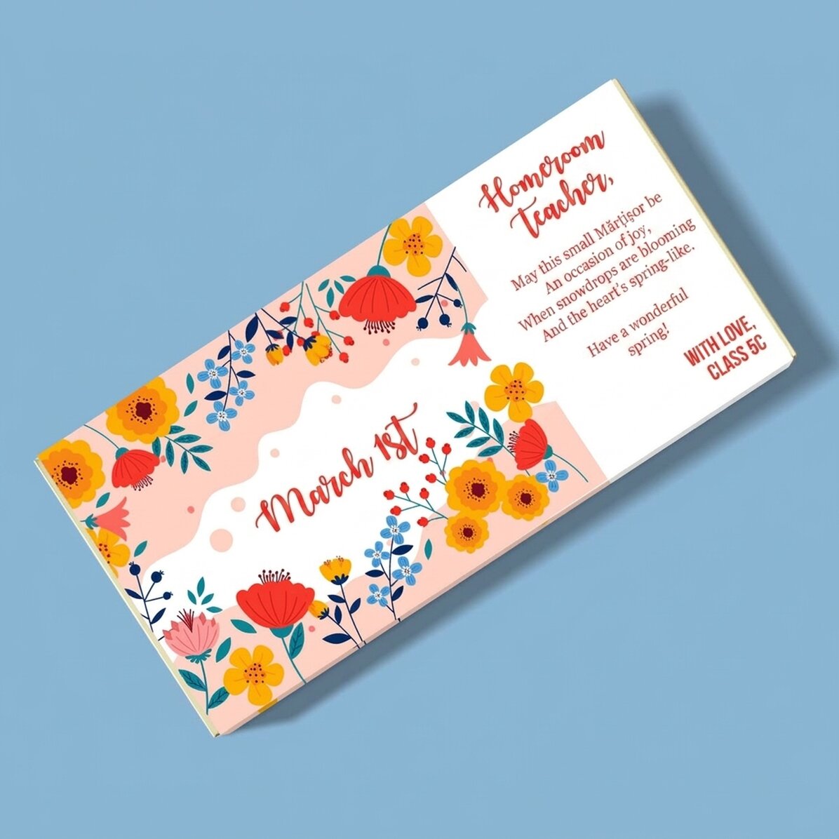 Chocolade met gepersonaliseerde tekst - 1 maart