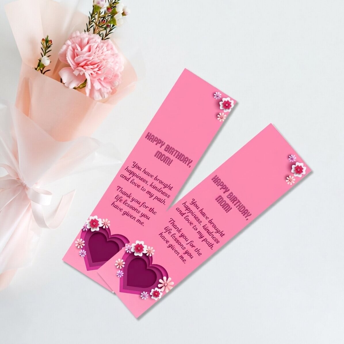 Marque-page personnalisé avec message - Cœur rose