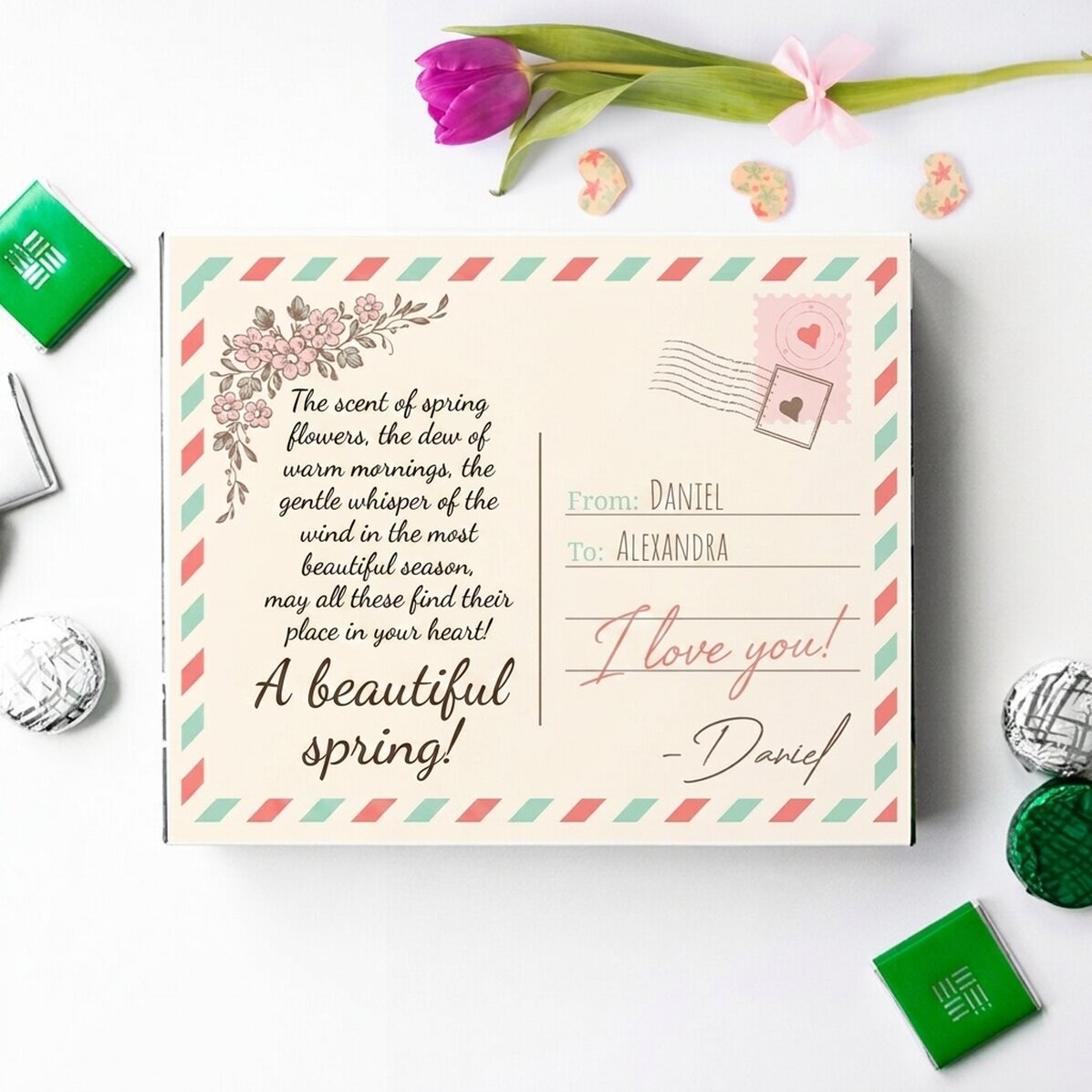 Boîte de bonbons personnalisée avec un texte - Vue