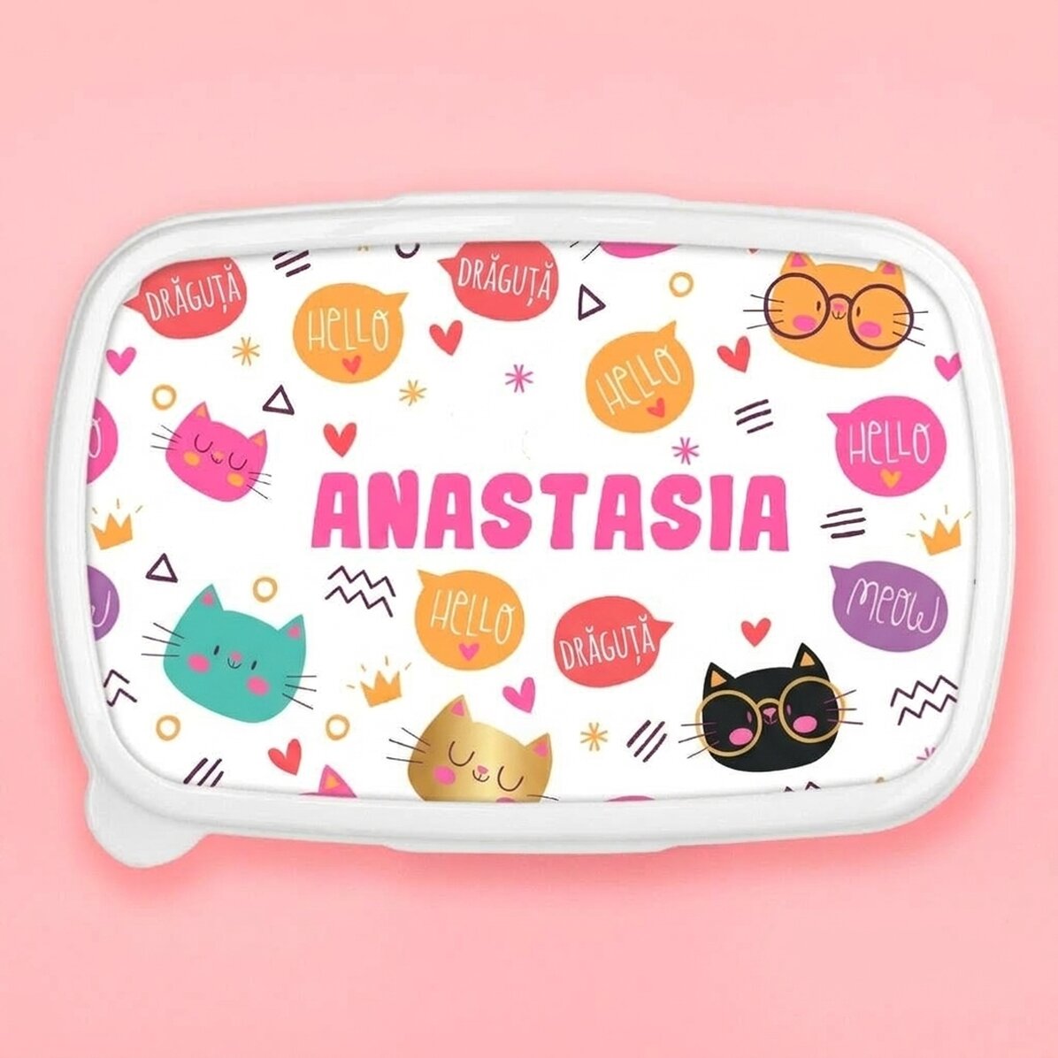 Boîte à repas, barquette personnalisée avec prénom - Hello cuties