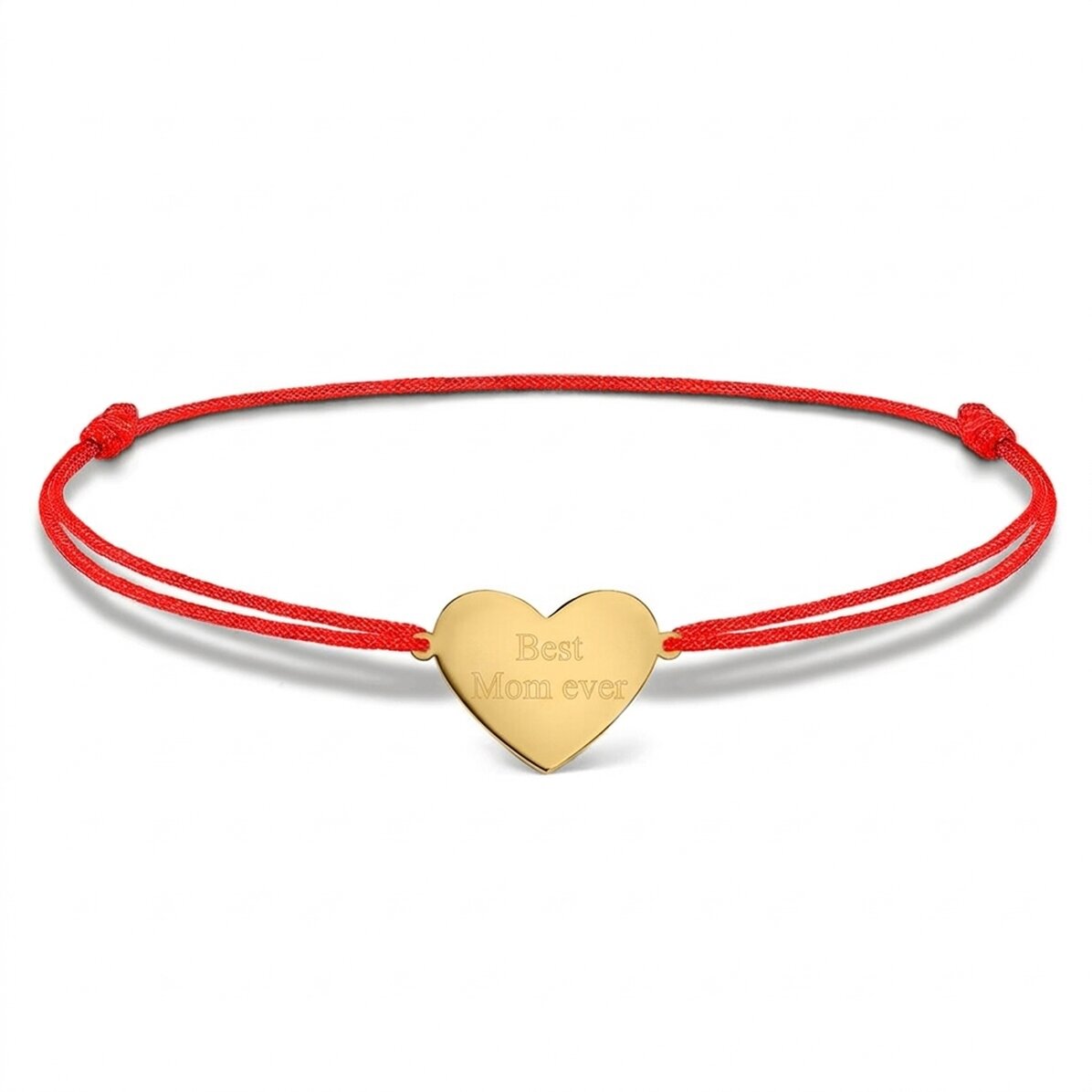 Gepersonaliseerde armband met koord - hartje 15x13 mm - 925 zilver - De beste moeder
