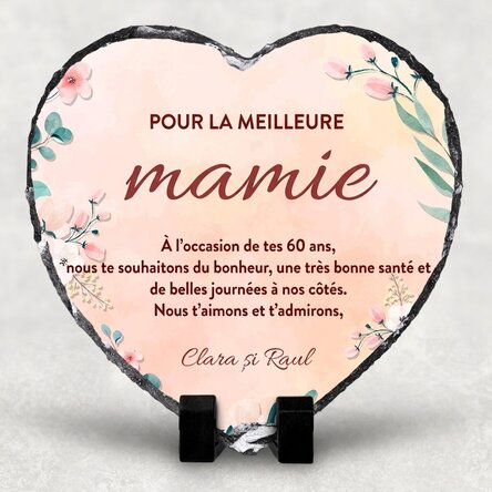 Ardoise en forme de cœur personnalisée avec un message pour grand-mère