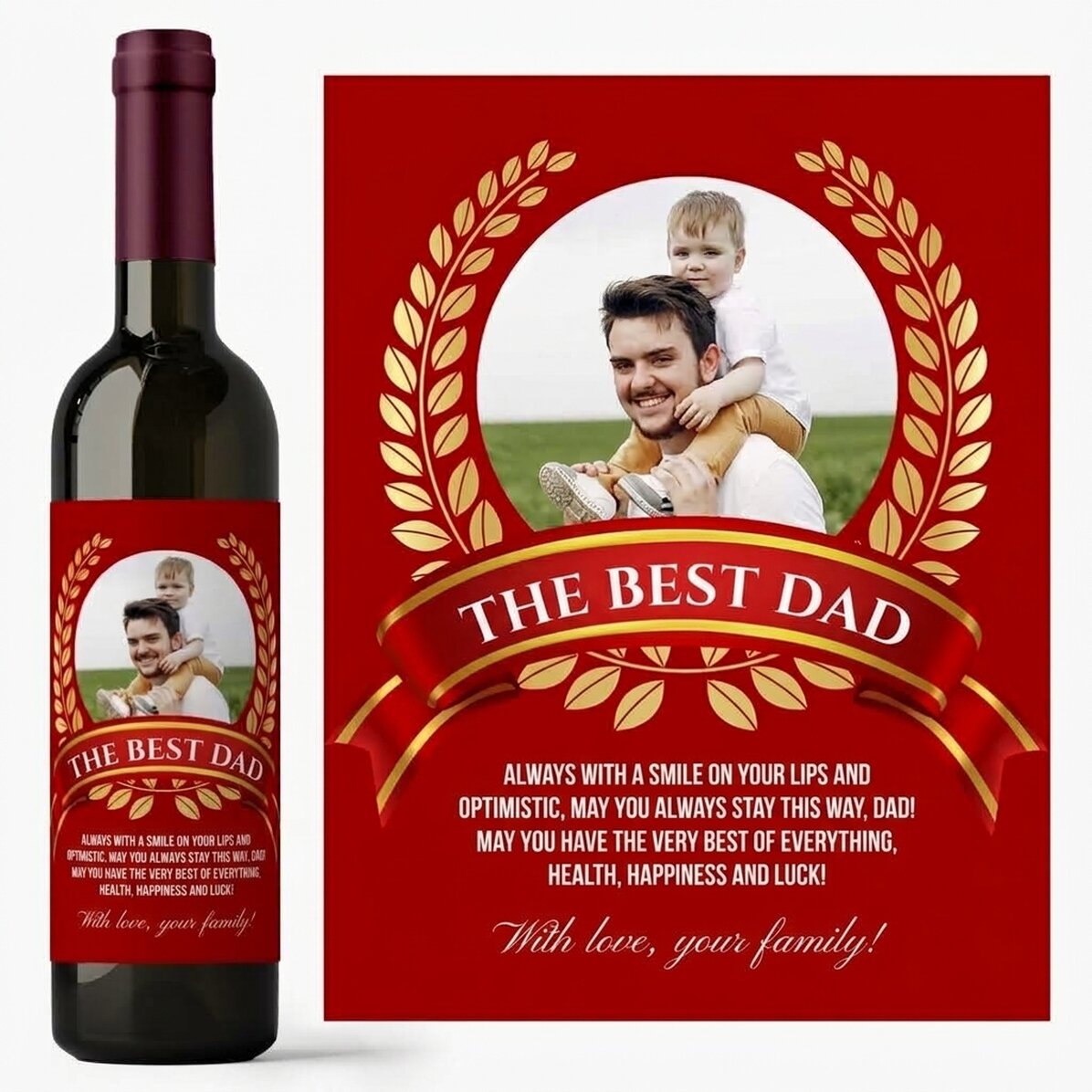 Wijn met persoonlijke tekst en een foto voor papa – De beste papa