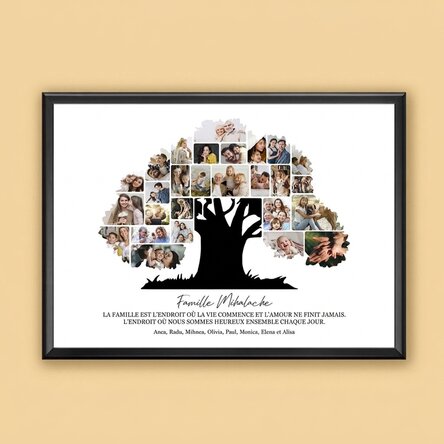Tableau paysage personnalisé avec photos et texte - Notre famille