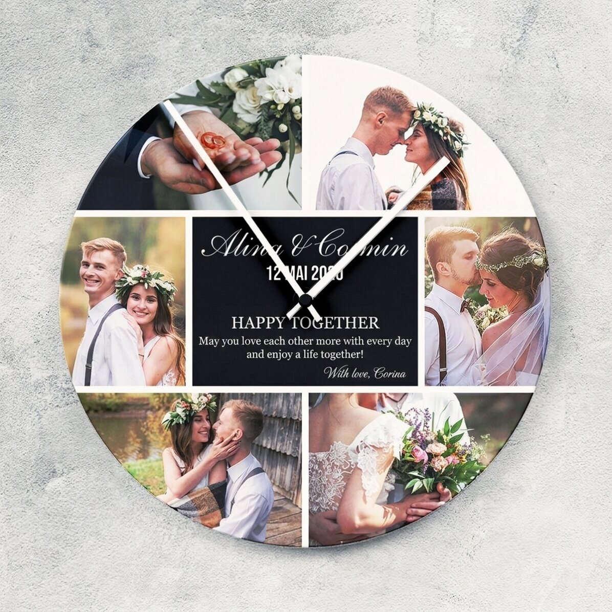 Montre personnalisée avec 6 photos et un message - Moments