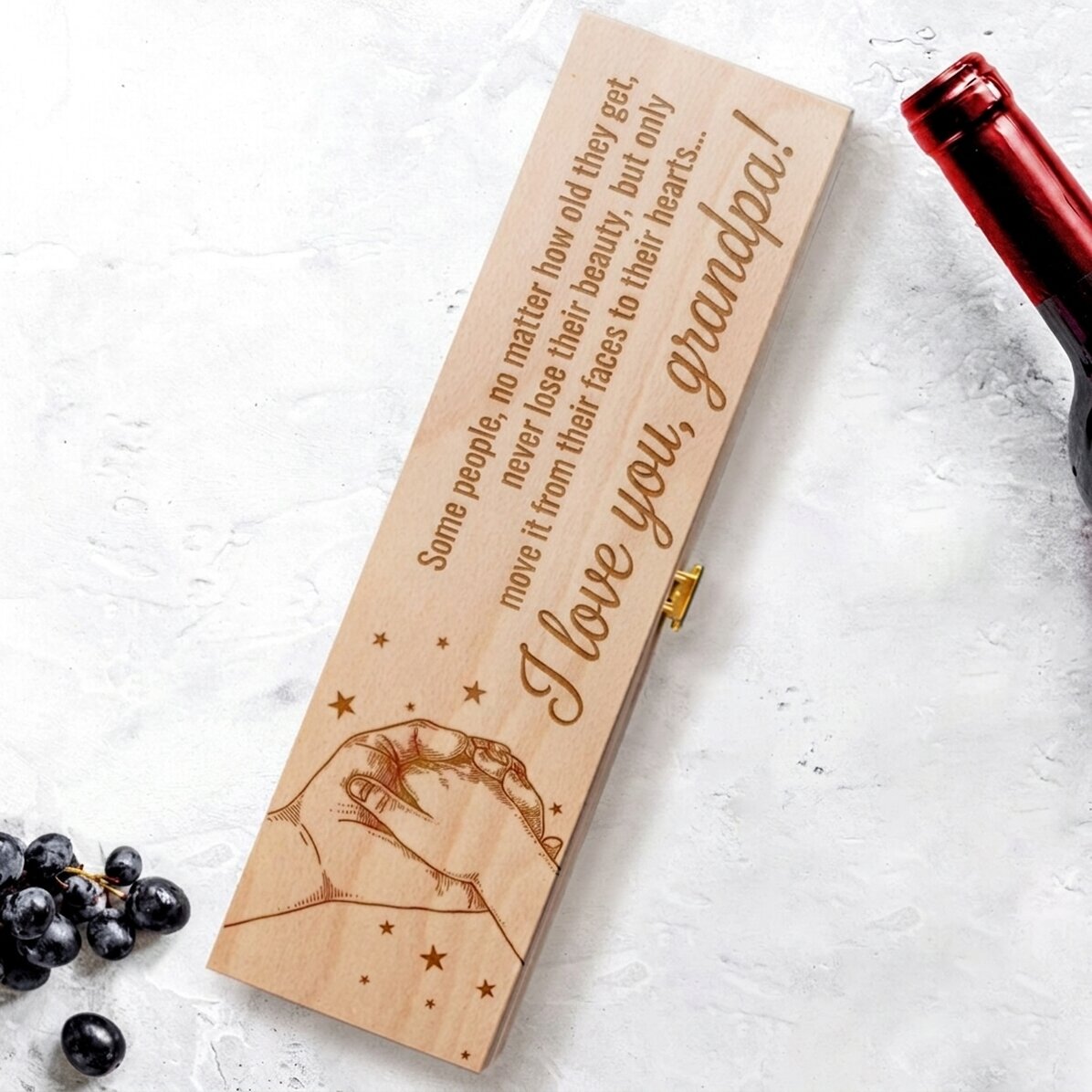 Coffret de vin personnalisé avec un message pour grand-père - Je t