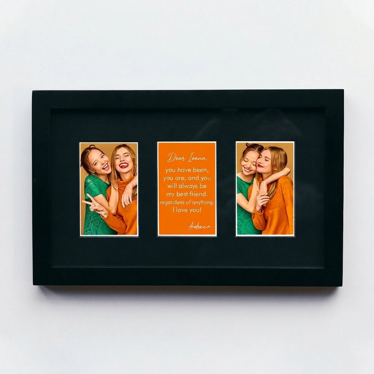 Tableau personnalisé avec 2 photos et un message