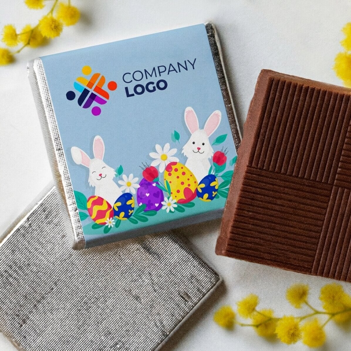 Mini-chocolat personnalisé avec logo - Joyeuses Pâques