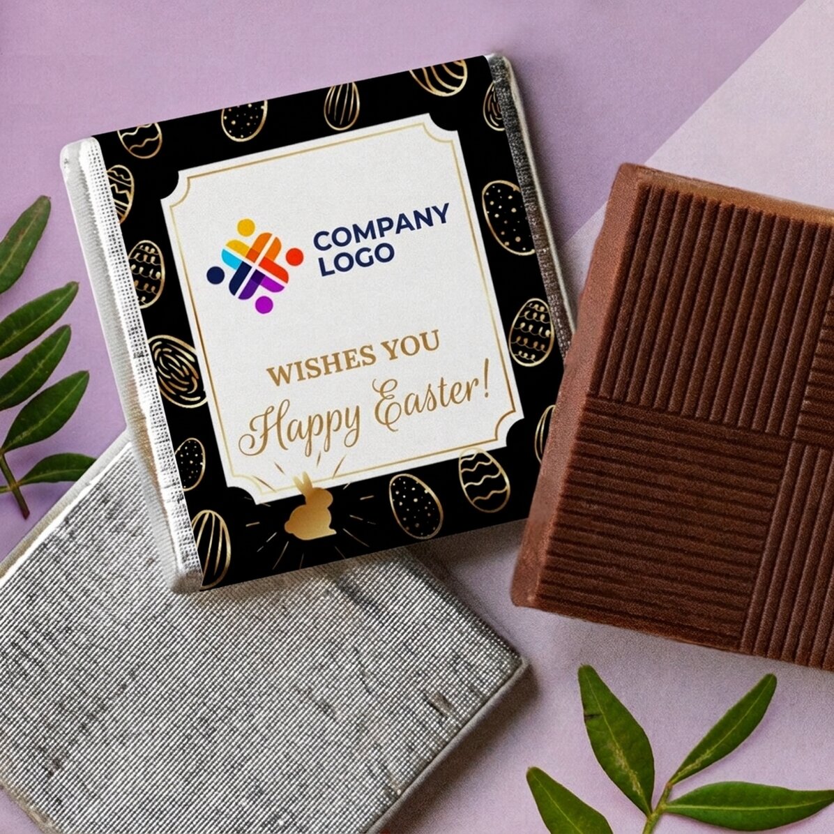 Mini-chocolats personnalisés avec logo et message - Œufs de Pâques
