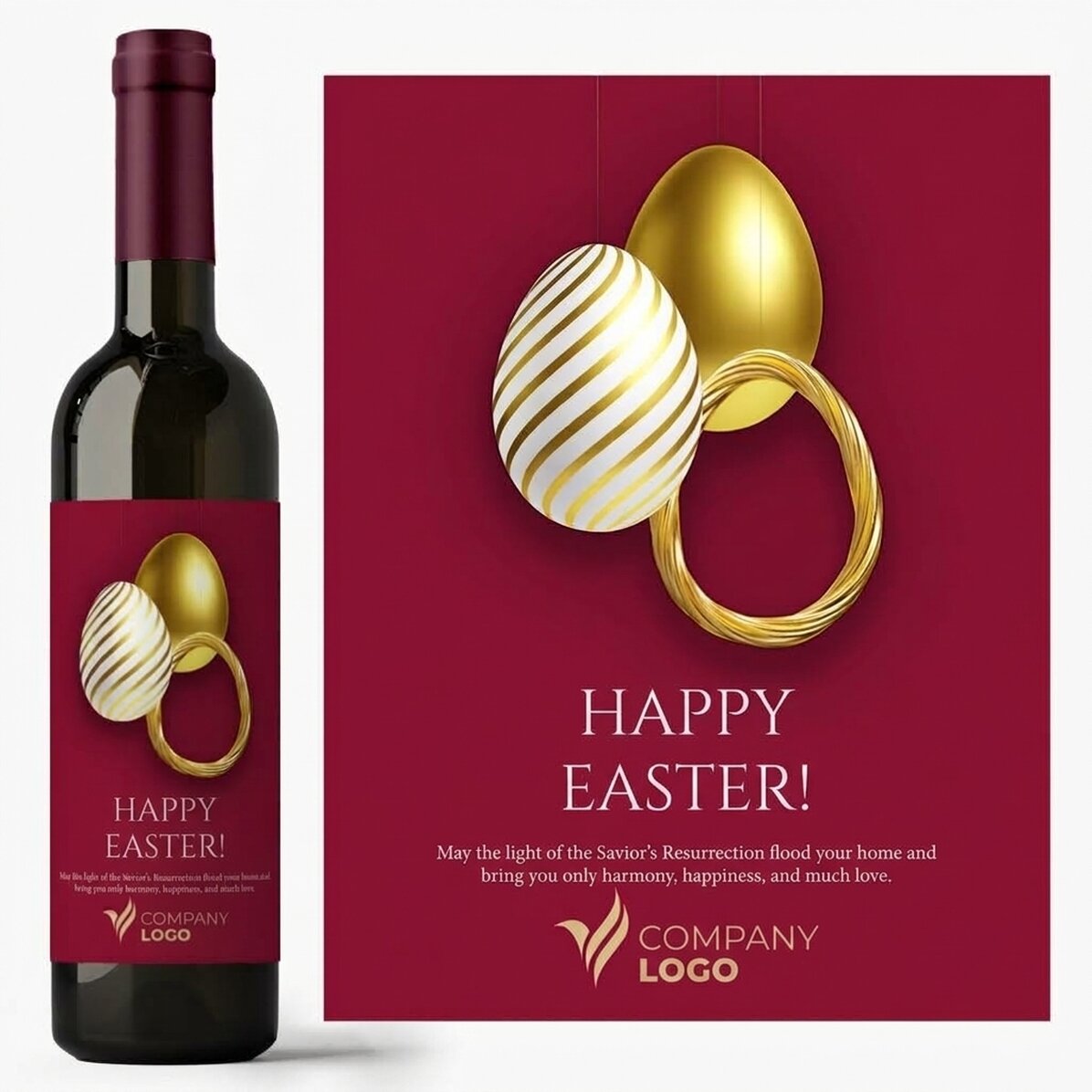 Vin personnalisé avec texte et logo - Joyeuses Pâques !