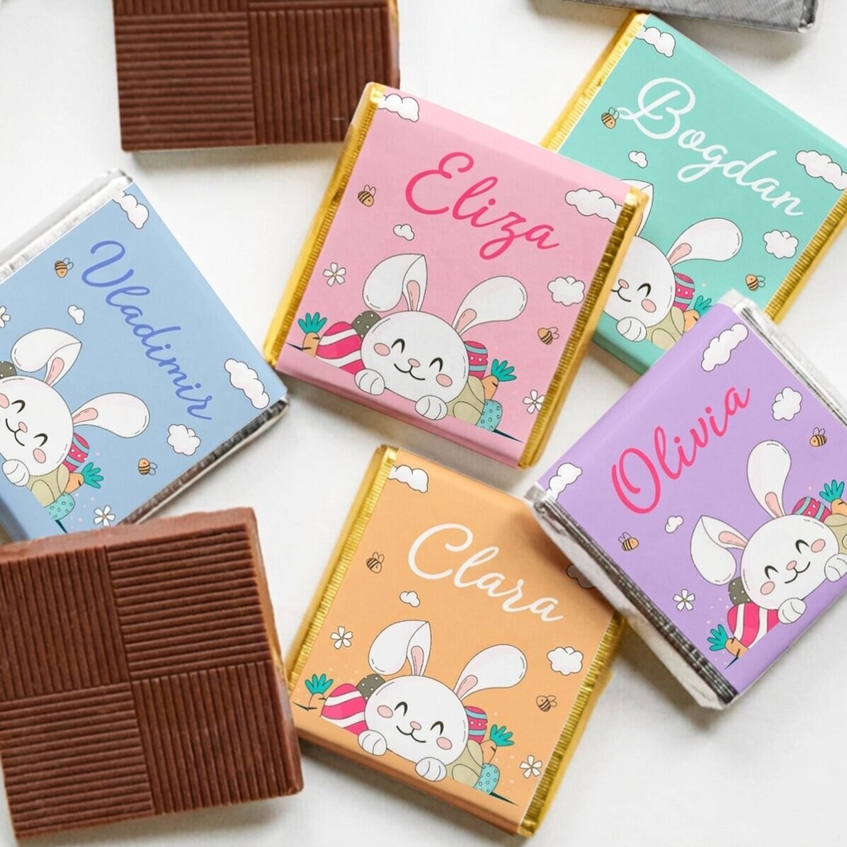 Gepersonaliseerde mini-chocolade met naam - Konijntje