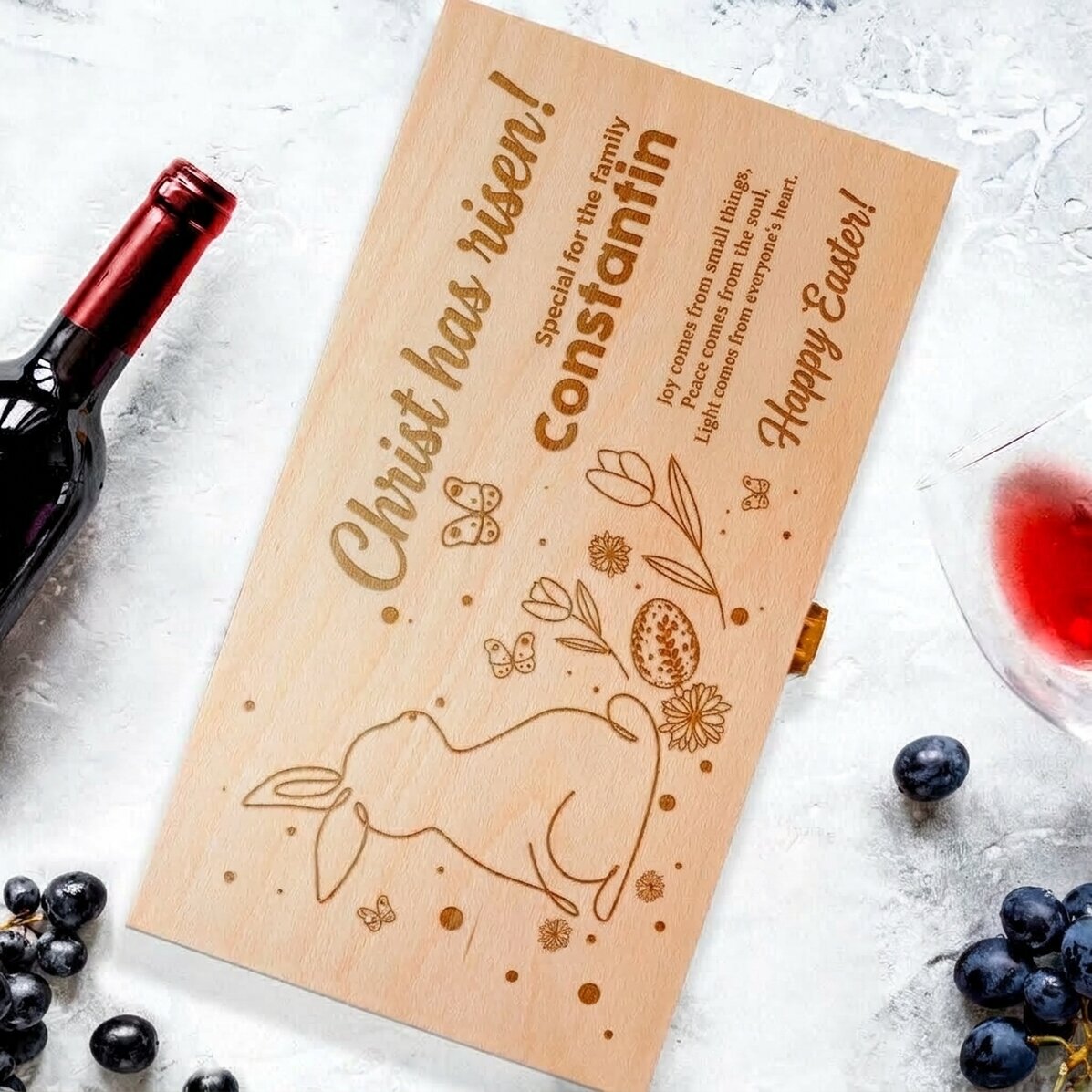 Coffret à vin personnalisé pour deux bouteilles avec l