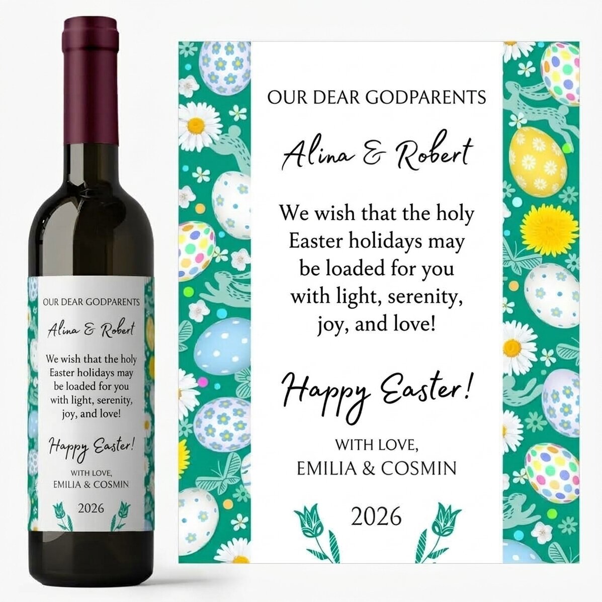 Vin personnalisé avec un message - Message de Pâques