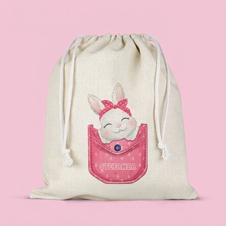 Cadeauzakje/kleuterschoolzakje met naam erop - Konijntje