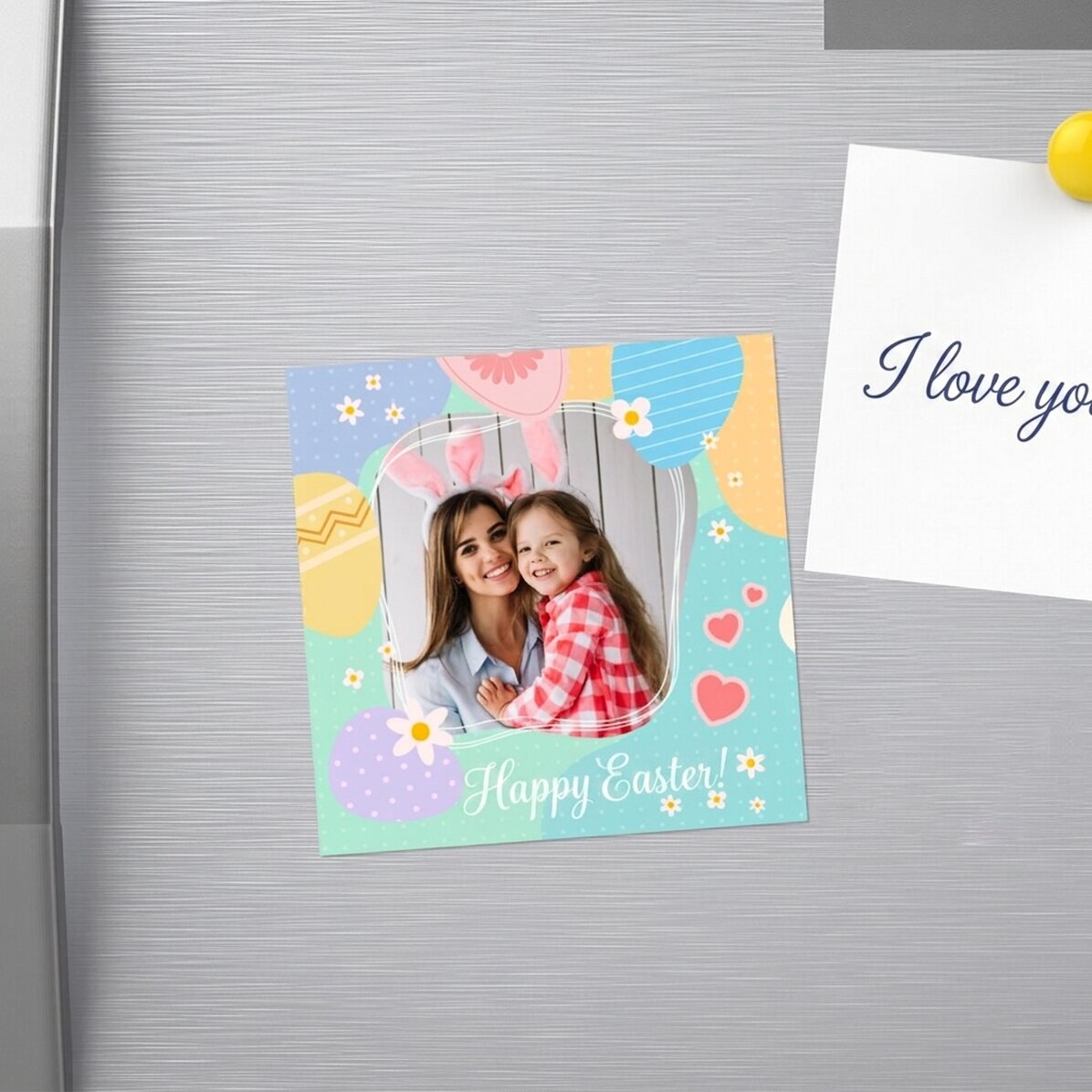 Aimant 10 x 10 personnalisé avec photo et texte - Joyeuses Pâques