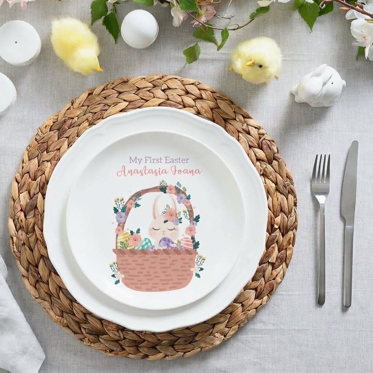Gepersonaliseerd bord met tekst voor kinderen - Bunny