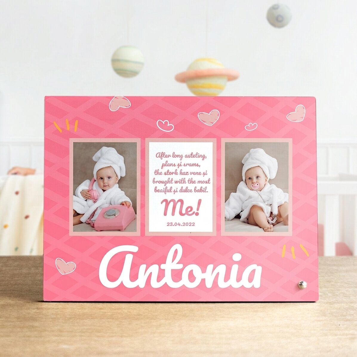 Cadre photo personnalisé avec 3 photos et un texte pour enfant - Le plus mignon