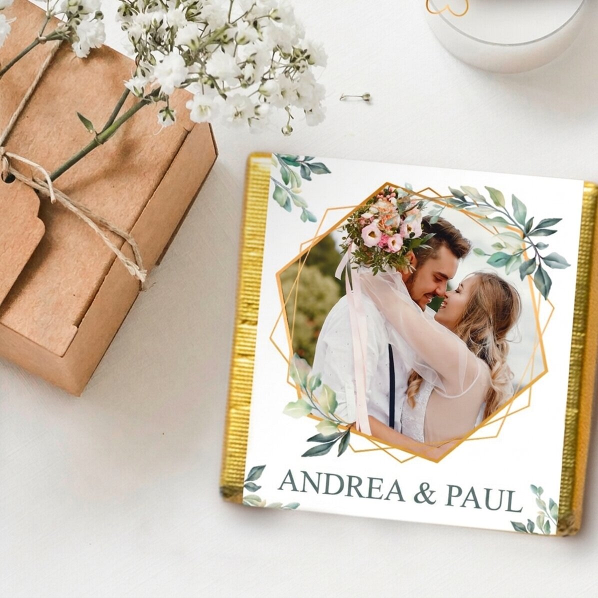 Gepersonaliseerde mini-chocolade met foto en tekst - Elegance