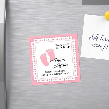 Gepersonaliseerde magneet als doopherinnering, 10x10, met tekst - Picioruse