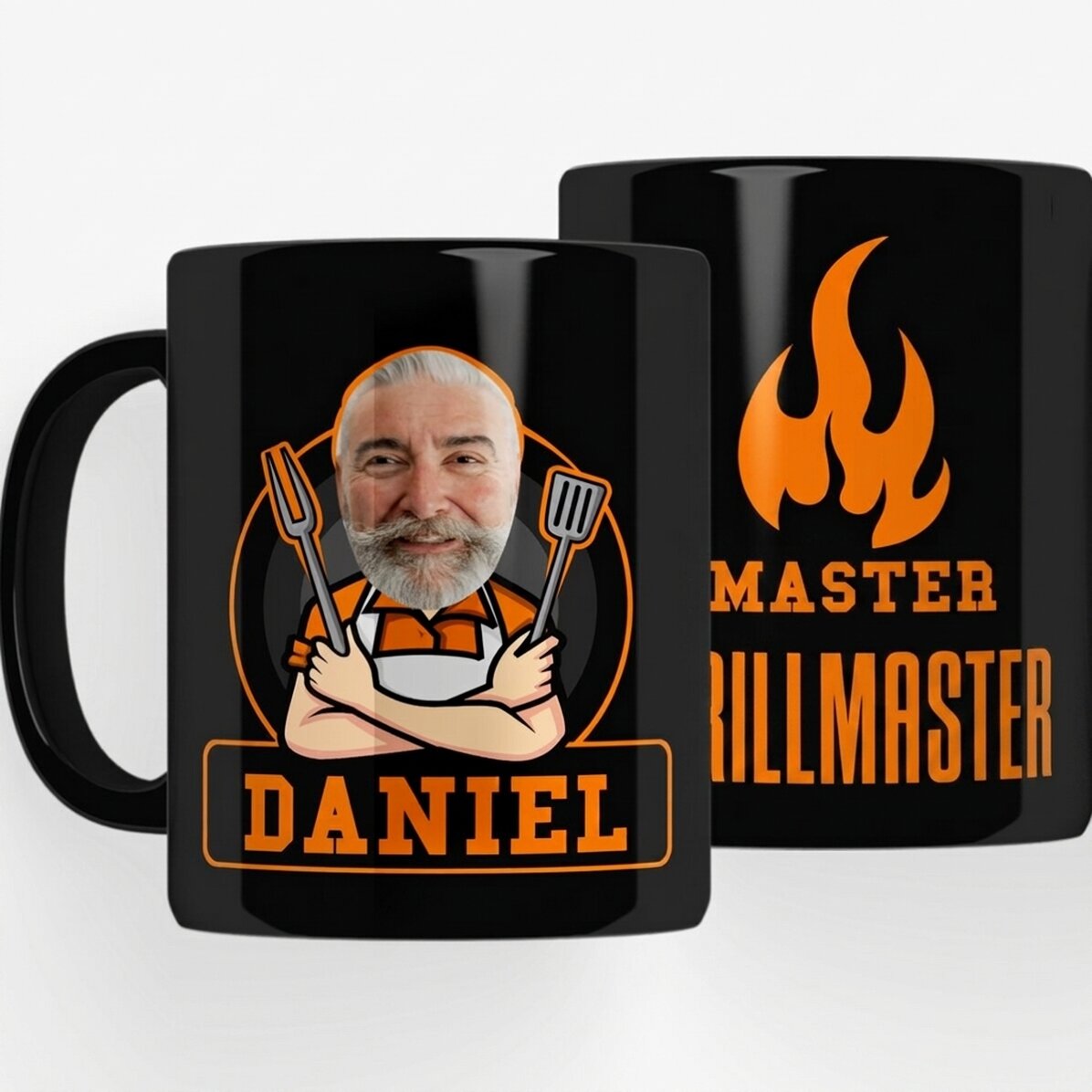 Tasse noire personnalisée avec un message pour les amateurs de barbecue