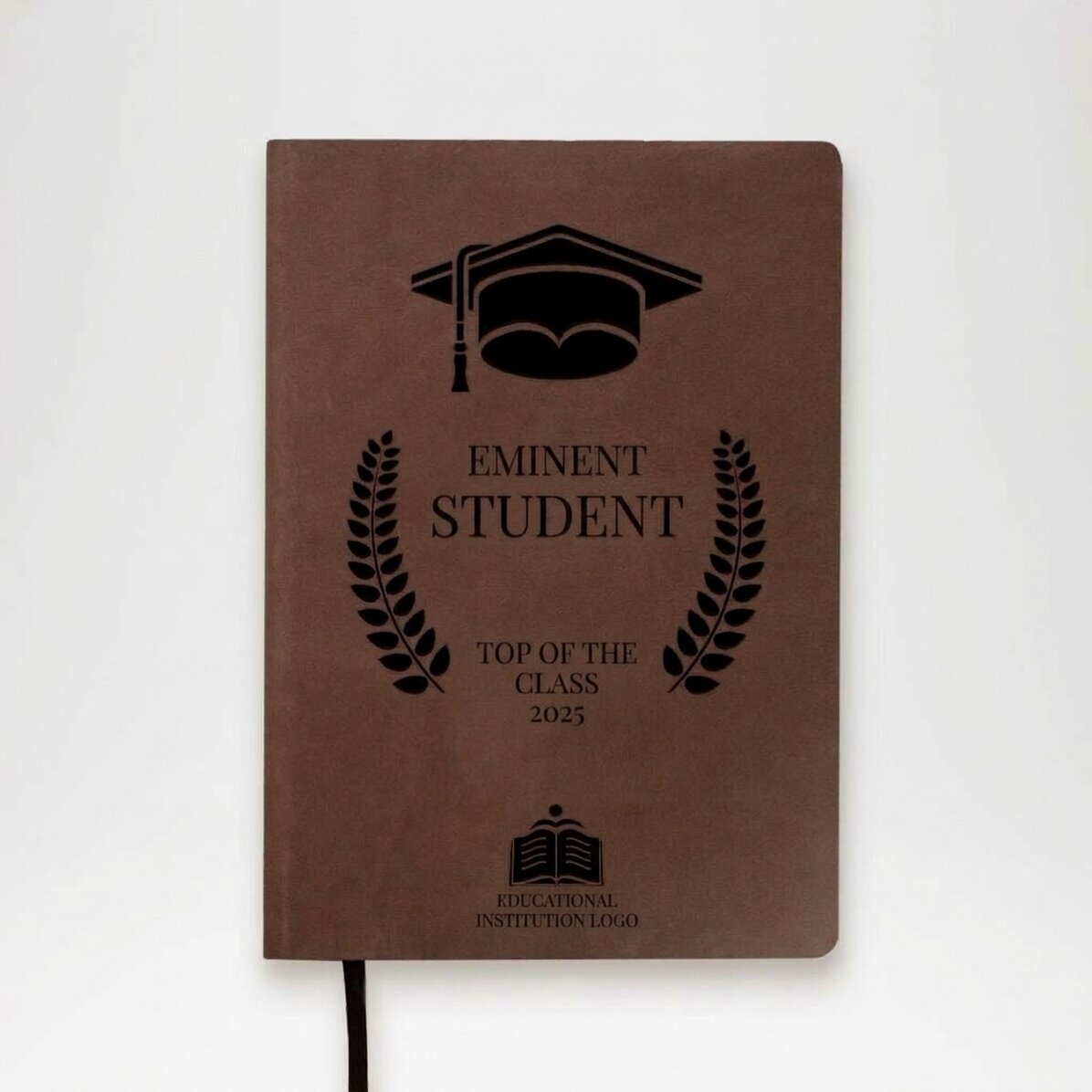 Op maat gemaakte leren agenda met tekst en logo - Afstuderen