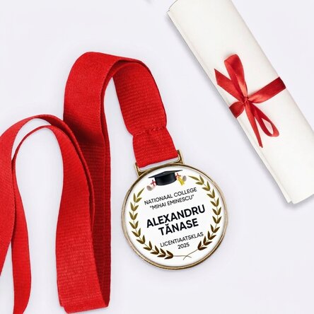Gepersonaliseerde medaille met tekst - Felicitaties voor het behalen van je diploma