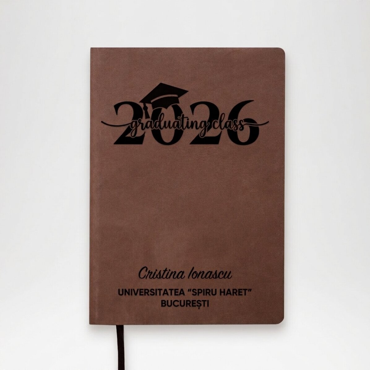 Gepersonaliseerde lederen agenda met tekst - Afstuderen