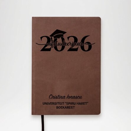 Gepersonaliseerde lederen agenda met tekst - Afstuderen