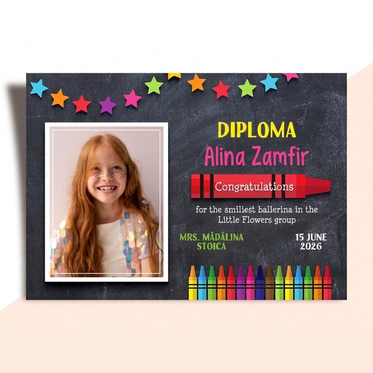 Diplôme personnalisé avec texte et photo pour les plus petits
