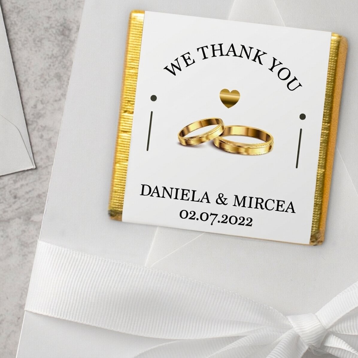 Mini-chocolat de mariage personnalisé avec inscription - Merci
