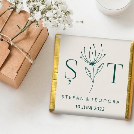 Gepersonaliseerde mini-chocolade als huwelijksbedankje met tekst - Elegant