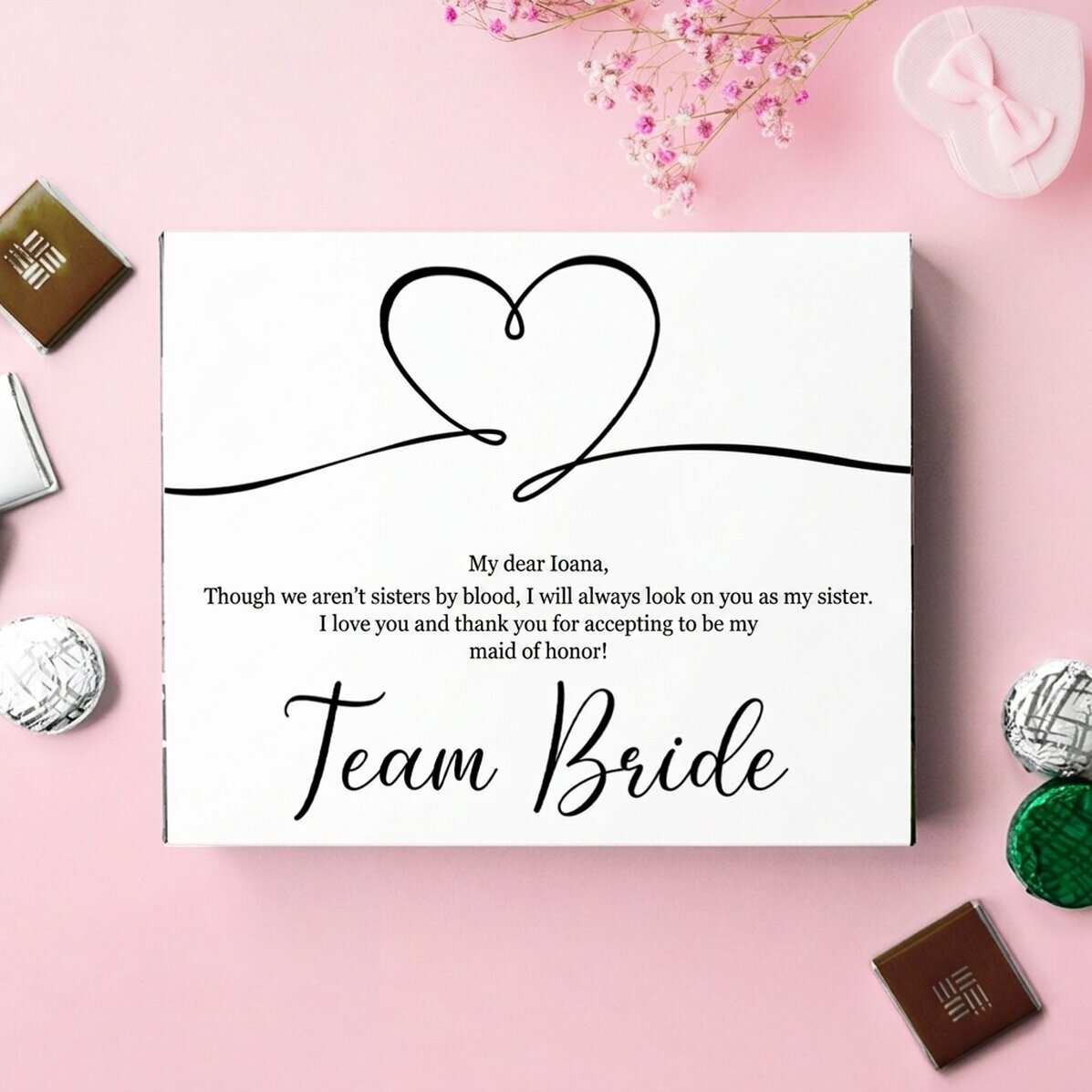 Gepersonaliseerde bonbonnière met boodschap - Team Bride