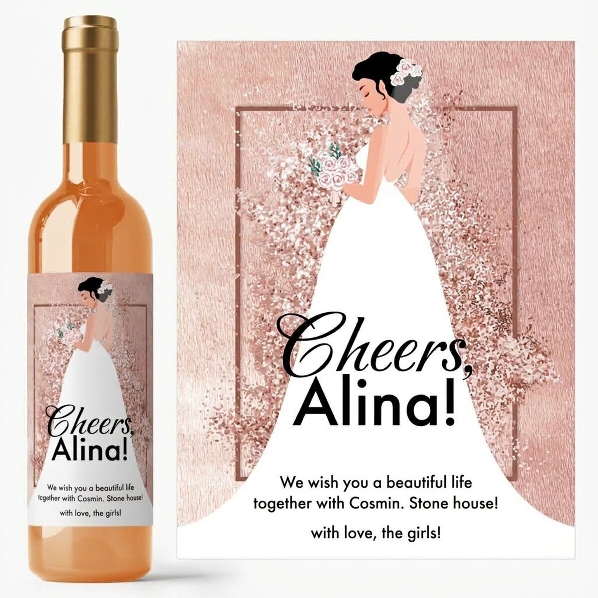 Vin personnalisé avec un message pour la future mariée