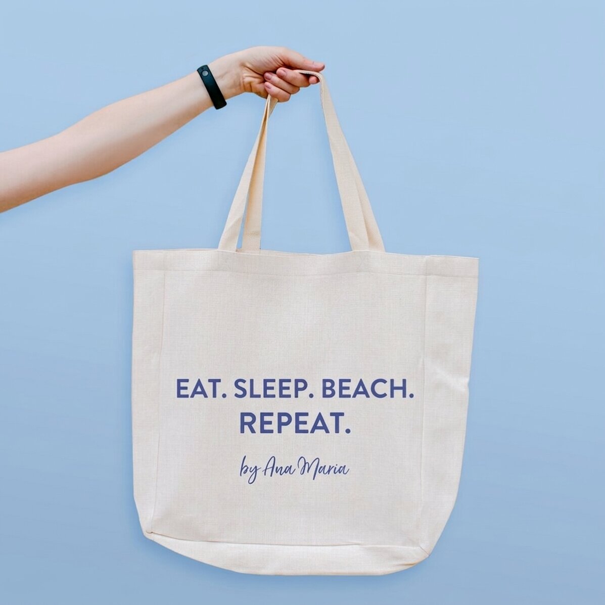 Strandtas met gepersonaliseerde tekst - Beach. Repeat