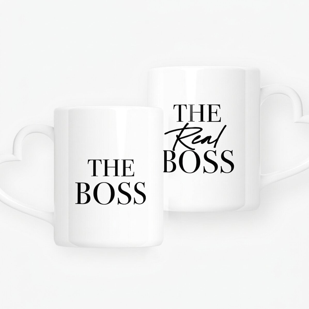 Gepersonaliseerde mokken voor koppels met tekst - The Boss & The Real Boss